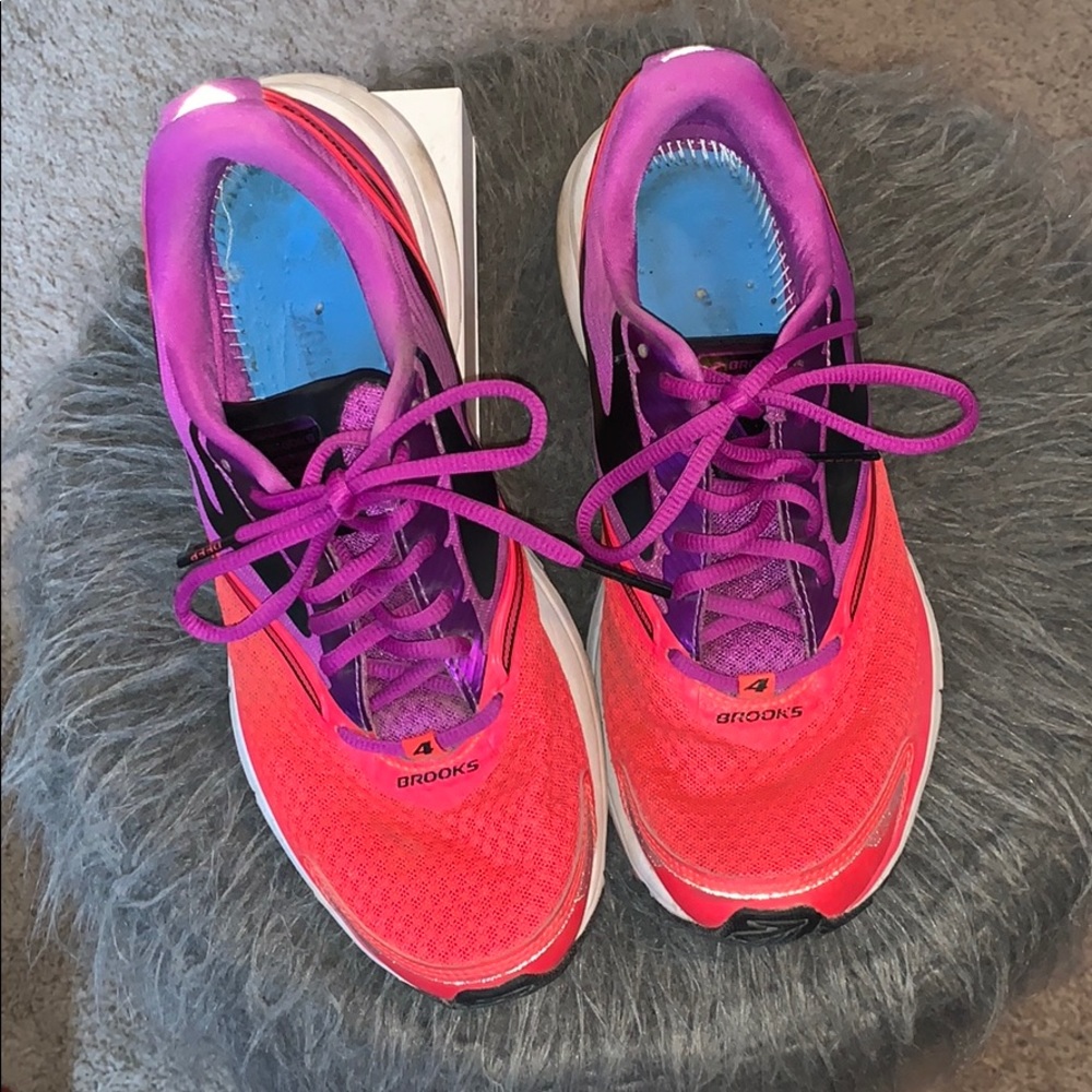 Brooks Hot pink and purple running shoes